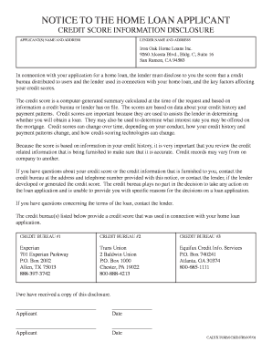 Credit Score Information Disclosure