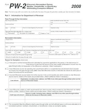 Wisconsin Nonresident Withholding Exemption Affidavit