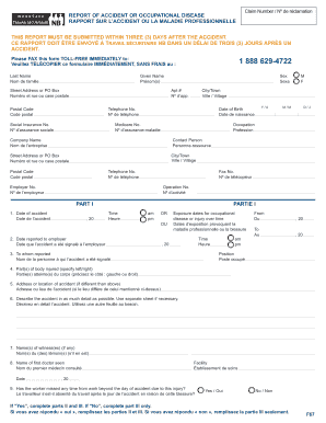 WorkSafeNB Accident or Occupational Disease Report