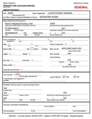 California Request for Live Scan Service