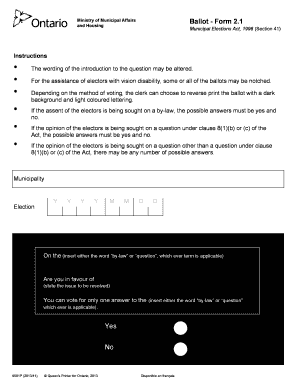 Municipal Elections Ballot Form