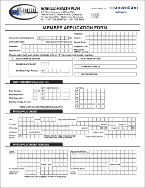 Botsogo Health Plan Member Application Form
