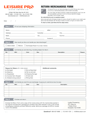 Return Merchandise Form
