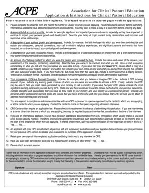 ACPE Clinical Pastoral Education Application