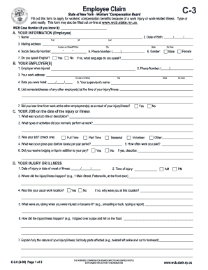 New York Employee Claim Form C-3
