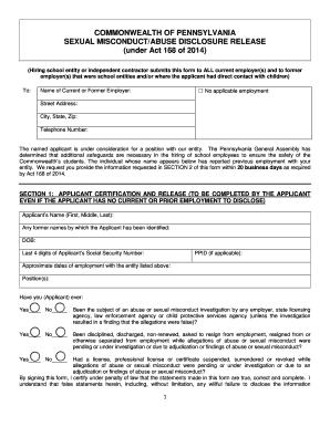 Pennsylvania Sexual Misconduct/Abuse Disclosure Release