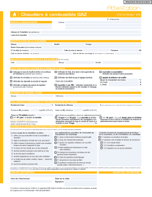 Attestation Chaudière à combustible GAZ d’entretien