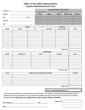 Colorado Expense Reimbursement Form