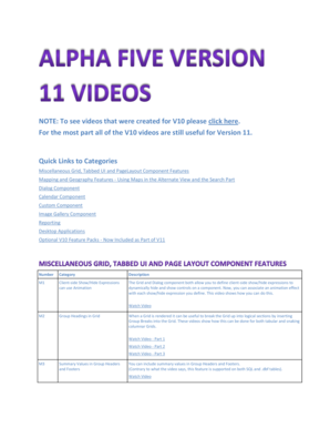 NOTE: To see videos that were created for V10 ... - Alpha Software