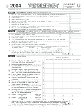 Wisconsin Underpayment of Estimated Tax Schedule