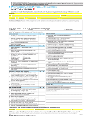 Preparticipation Physical Evaluation Form