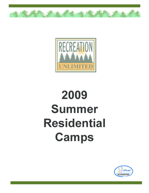 2009 Summer Residential Camps Registration Form