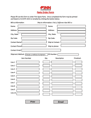 Parts Order Form