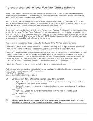 South Gloucestershire Welfare Grants Scheme Consultation