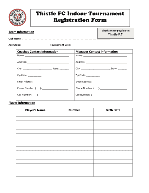 Youth Sports Tournament Registration Form
