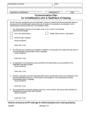 Communication Plan for Deaf/Hard of Hearing Students