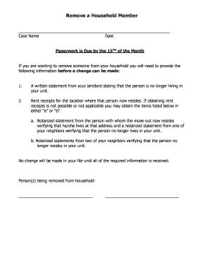 Remove Household Member Form