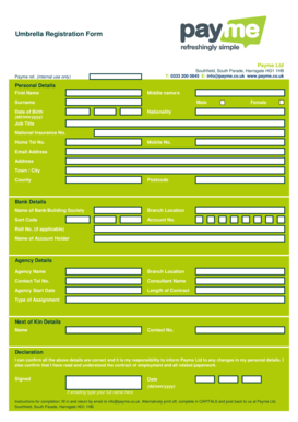 Umbrella Registration Form