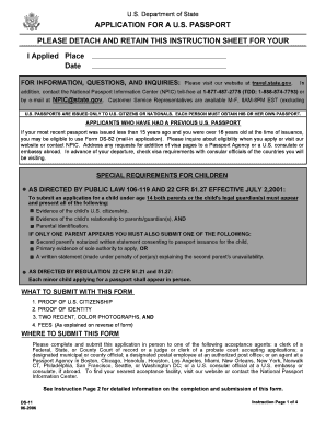 US Passport Application Form DS-11