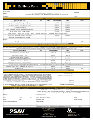 Exhibitor Audio Visual and Internet Service Order Form