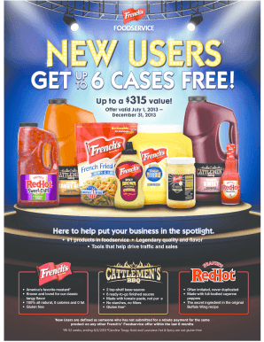 French's Foodservice New User Rebate Form