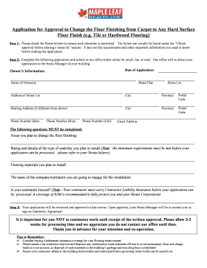 Application for Floor Finishing Change Approval