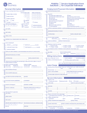 Globe Telecom Mobility Service Application Form