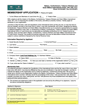 Bakery Union Membership Application