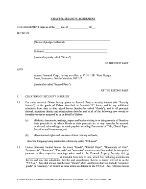 Chattel Security Agreement