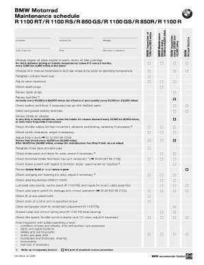 BMW Motorcycle Maintenance Schedule