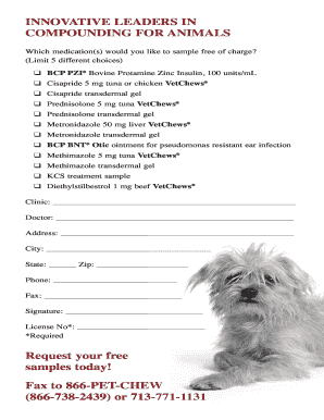Veterinary Medication Sample Request Form