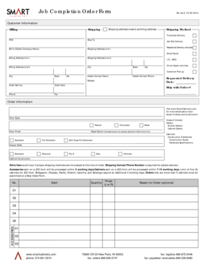 Job Completion Order Form