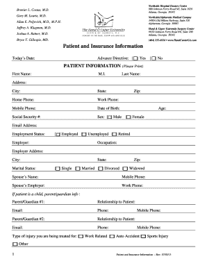 Patient and Insurance Information Form