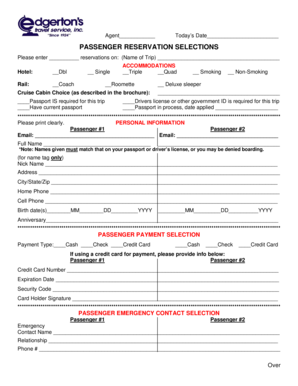 Passenger Reservation Form