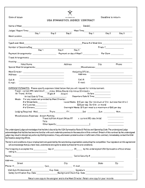 USA Gymnastics Judges' Contract