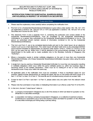 Singapore Substantial Shareholder Notification Form