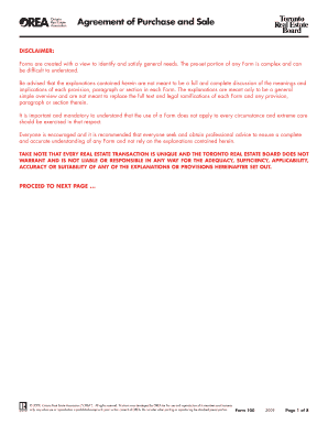 Agreement of Purchase and Sale Toronto Real Estate Board