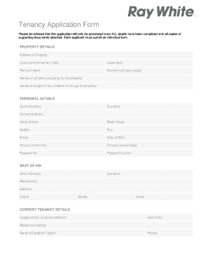 Ray White Tenancy Application Form