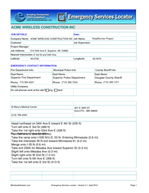 Emergency Services Locator Form