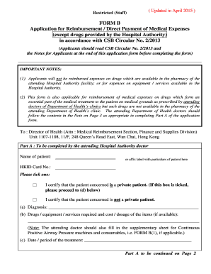 Hong Kong Medical Expense Reimbursement Form