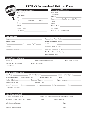 RE/MAX International Referral Form