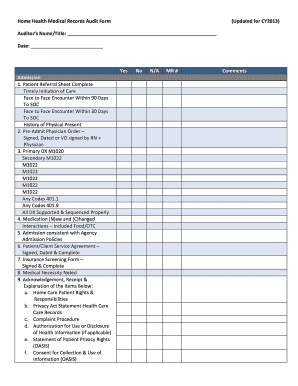 home health documentation checklist tool