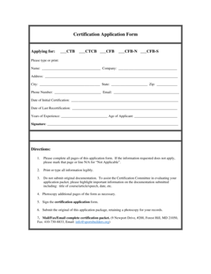 Certification Application Form
