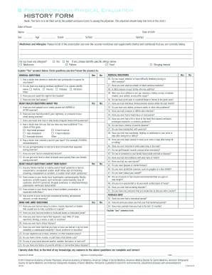 Preparticipation Physical Evaluation Form