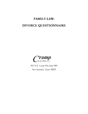 Texas Divorce Questionnaire