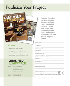 Qualified Remodeler Magazine Project Submission Form