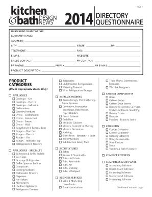 2014 KBDN Directory Questionnaire