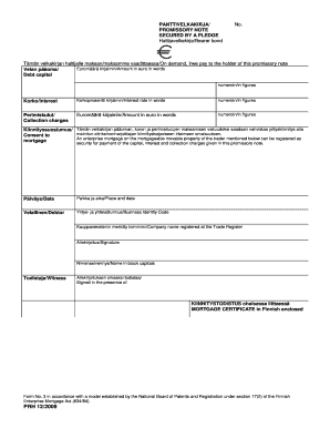 Finnish Promissory Note Secured by Pledge