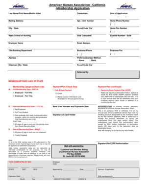 California ANA Membership Application