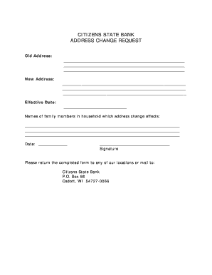 Citizens State Bank Address Change Request